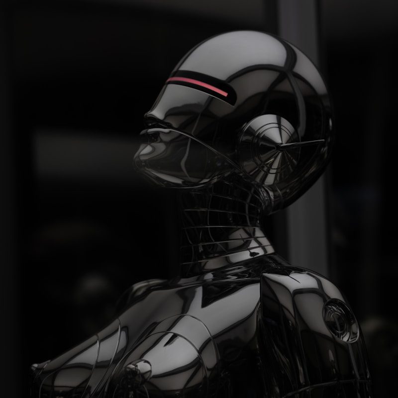 black and white robot illustration