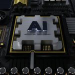 a close up of a computer board with a logo on it