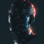 a man's head with a glowing light coming out of it