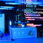 a robot that is sitting on top of a box